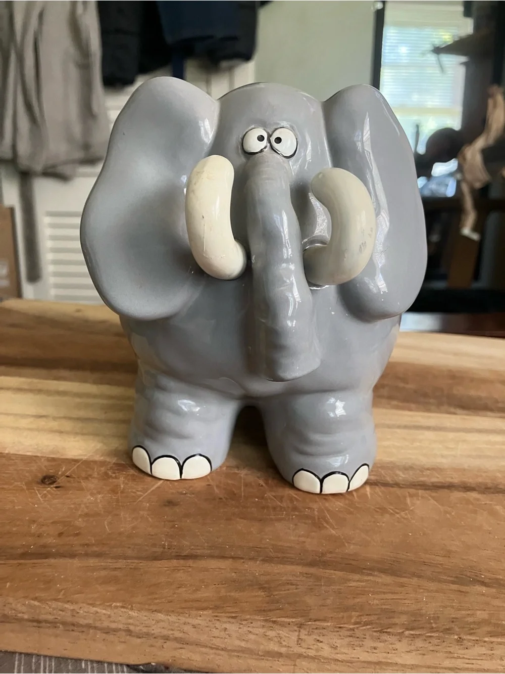 Vintage Ceramic Cartoon Elephant Coin Bank